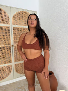 Katakolon Short - Mocha Stripe Terry